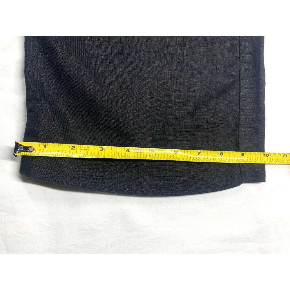 Banana Republic 100% Linen Wide Leg Pants 12L Black Tall High Rise Pleated Work - Picture 7 of 10